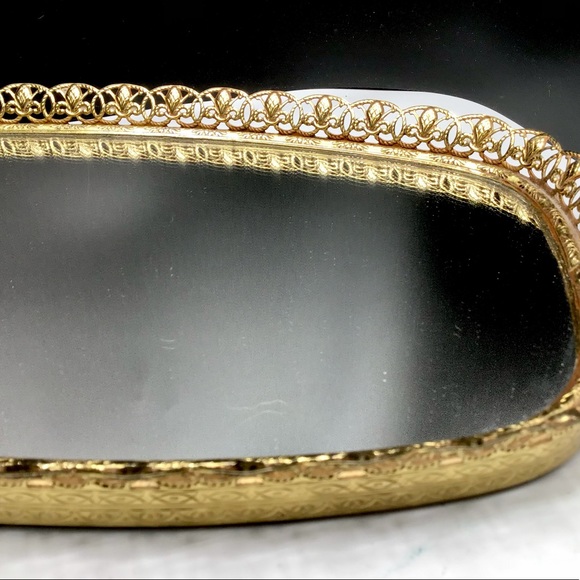 🌺Vintage Gold Ormolu Mirrored Tray - Picture 9 of 10